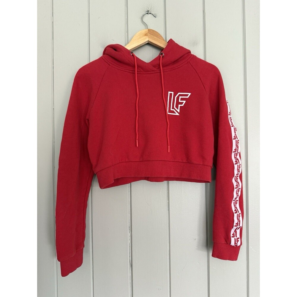 LF The Brand Hoodie Sweatshirt S Small Red Cropped Hooded Logo